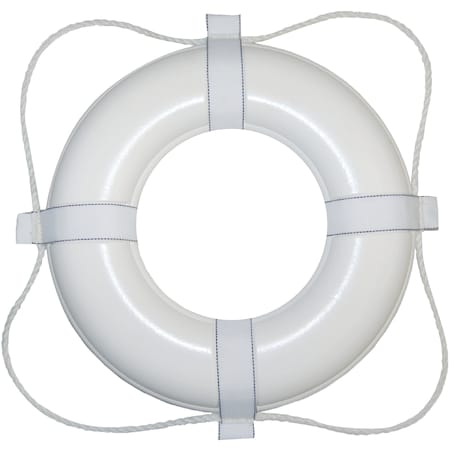 Taylor Vinyl Coated Foam Life Ring, 24" White w/White Rope 361